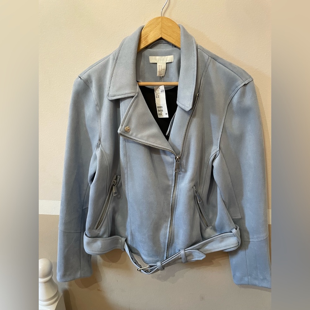 Women's Light Blue Suede Jacket